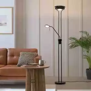 Vater & Kind Deckenfluter Twin Stehlampe LED schwarz 25,4 cm verstellbarer Kopf Neu - Bild 1 von 11