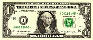 $1 2009 Short Run Star Note (640000)  Uncirulated CU  J00195405* - Picture 1 of 1