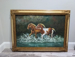 Pintura en lienzo caballos de Mariel Chapot firmada y numerada con marco de madera - Imagen 1 de 9