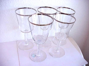 Set 5 calici da vino in cristallo piombo pieno solitario platino firma Lenox - Foto 1 di 12