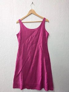 Eileen Fisher 100% Irish Linen Pink Sleeveless Sun Dress Women's Size Medium - Picture 1 of 6