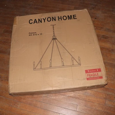 Lámpara de araña Canyon Home 12 luces negra mediados de siglo con clasificación seca CY-A5 Foto 1 de 4