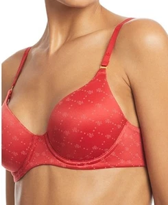 Lauren Ralph Lauren Logo Underwire TShirt Bra Women 34C Red Full Coverage - Picture 1 of 7
