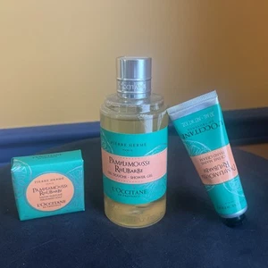 L’Occitane Pierre Hermé Pamplemousse Rhubarb Grapefruit Body Care Set New No Box - Picture 1 of 14