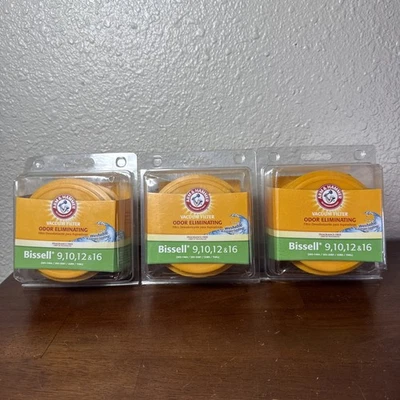 Pacote com 3 filtros de vácuo Bissell 9,10,12 e 16 braços e martelo laváveis para eliminação de odores - Imagem 1 de 4