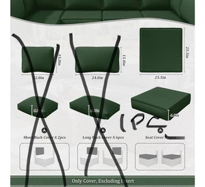"1 funda de repuesto de cojín de asiento inferior de patio exterior Snubbull 25 X 25"" verde" - Imagen 1 de 8
