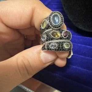 Judith Ripka Sterling Silver 925 Snake Multi Color Gemstone Ring Size 6.5 - Picture 1 of 6