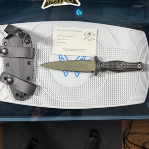 RMJ Tactical Raider Dagger Sniper Green Cerakote CPM3V Blade Black G-10 w/Sheath - Picture 1 of 12