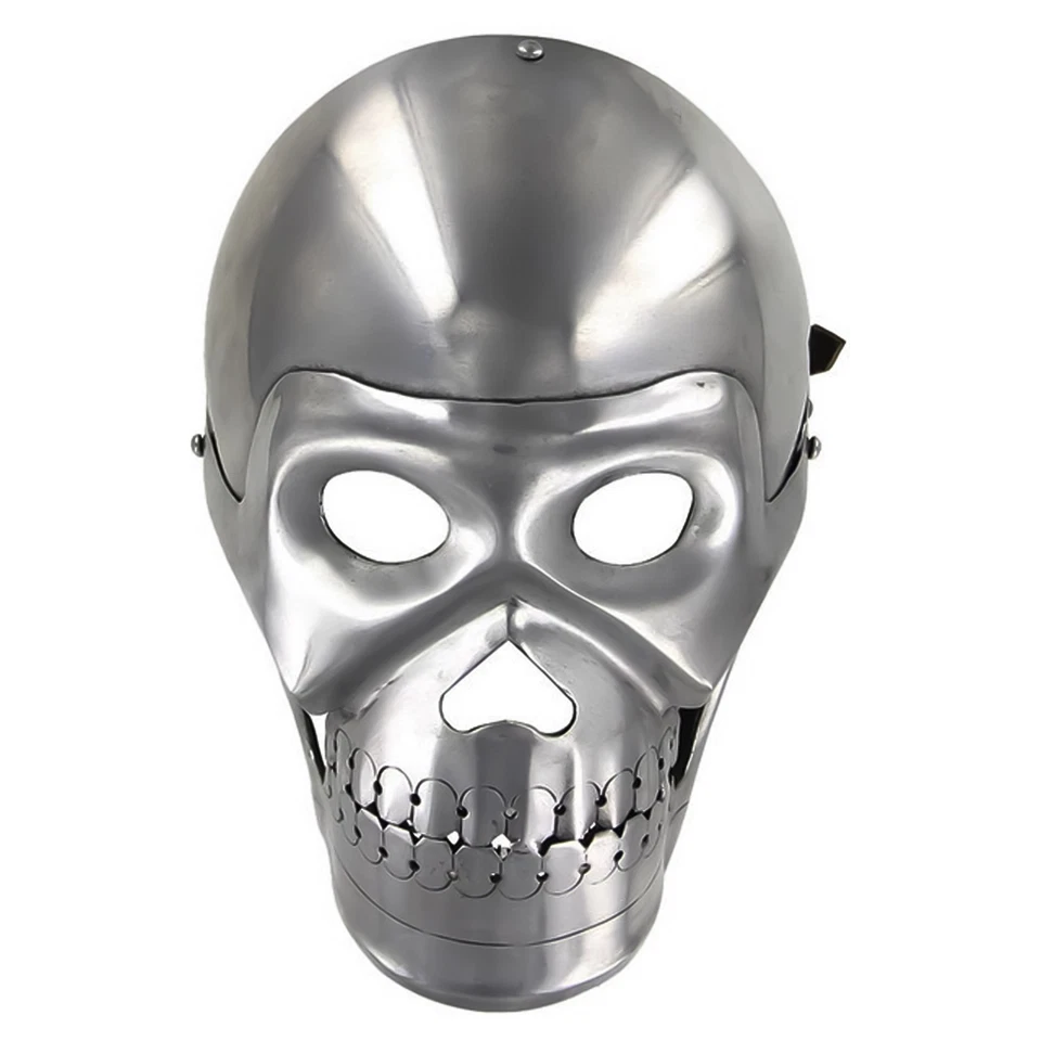 Steel Armor Skull Face Mask LARP Costume Halloween Stage Prop Functional - Image 1 of 4