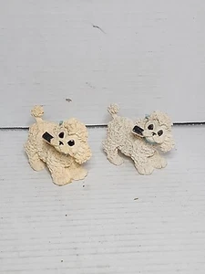 Adorable Vintage Spaghetti Poodles With Brush 1 Cream 1 Tan Cockapoo Puppy Look. - Picture 1 of 6
