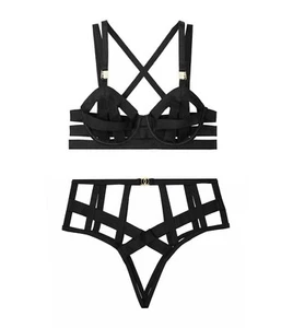 Victoria's Secret Underwire Strappy Banded Unlined Criss Cross Balconet Bra Set - Picture 1 of 7