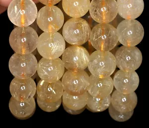 11 mm ORO RUTILADO PIEDRAS PRECIOSAS GRADO AA CUENTAS SUELTAS REDONDAS DE 11 MM 7 pulgadas - Imagen 1 de 4