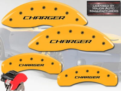 Dodge "Charger" Scat 392 2016 cubiertas de pinza de disco de freno MGP amarillas delanteras + traseras Foto 1 de 4