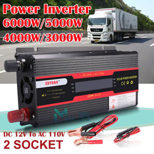 Car Power Inverter 3000 W 4000 W 6000 Watt 12V DC to 110V AC LCD Cable RV Solar