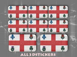 8 x 3D Stickers Resin Domed Flag Montreal - Adhesive Decal Vinyl - Picture 1 of 1