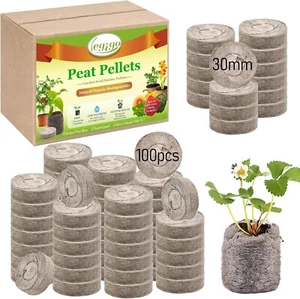 100 Pcs 30mm Seed Starter Peat Pellets Pods for Seedlings - Picture 1 of 6