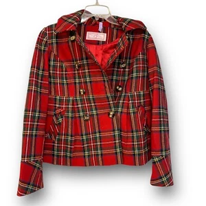 Red Plaid Jacket Coat Ladies Medium M - Picture 1 of 7