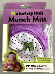 Malarkey Kids Munch Mitt - Purple Shimmer Polka Dot, Pre-Owned, Gently Used - Picture 1 of 2