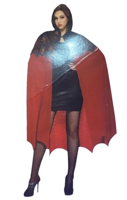 Totally Ghoul Web Cape Adult Halloween Costume One Size Red  & Black Cape - Image 1 of 4
