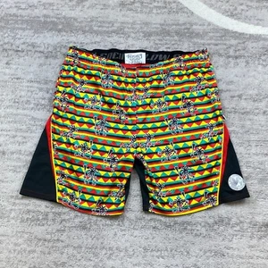 Flow Society Shorts Mens Small Red Yellow Green Rasta Lacrosse Outdoor Casual - Picture 1 of 7