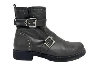 Designer Stiefeletten grau Leder Nieten Warmfutter Comfort & Style 39 UK 6 - Bild 1 von 9