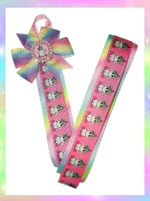 Lindo soporte de clip de moño colgante UNICORNIO diadema organizador almacenamiento jojo colgador Foto 1 de 4