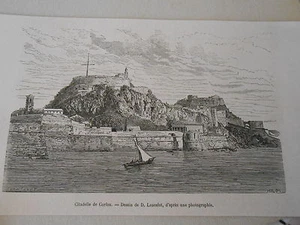 Gravure 1877 - Grèce Citadelle de Corfou - Picture 1 of 1