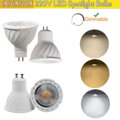 1X 10X Led Spotlights Gu10 Gu5.3 Mr16 7W Dimmable 220V Dc Led Bulbs White Lamps - Image 1 of 4