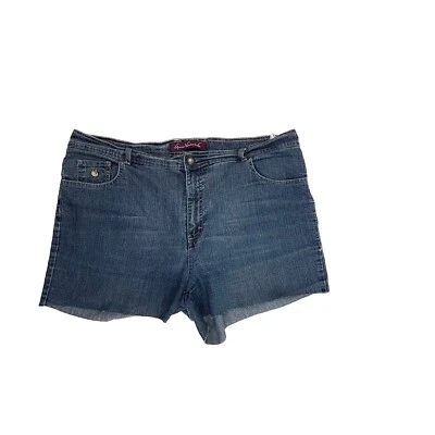 Gloria Vanderbilt 3" Inseam Raw Hem Women's size 20W Dark Blue Denim Jean Shorts - Image 1 of 4