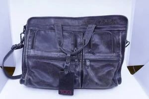 Vintage Tumi Alpha Aktentasche erweiterbar schwarz abgenutzt Leder Business Schulter - Bild 1 von 7