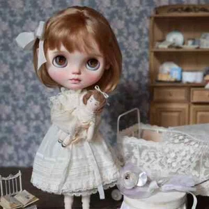 Peluca muñeca Blythe Little Rag flequillo de seda suave trenza peluca de pelo corto muñeca con disfraces - Imagen 1 de 15