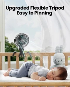 GAIATOP Mini Portable Stroller Fan 4000mAh Battery Clip on Fan - Picture 1 of 11
