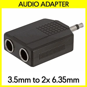 Adaptador de conector AUX 1/8" mono divisor de 3,5 mm mono a 2x 6,35 mm enchufe a conector doble de 1/4" - Imagen 1 de 3