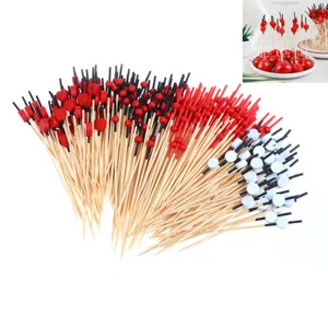 100x 12cm Herz Bambus Pick Buffet Kuchen Obst Gabel Party Dessert Salat Stick QF - Bild 1 von 12