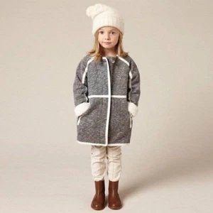 NWT CHLOÉ Girls Mini Me Grey Marl Fleece Lined Coat in Gris Fence - size 14  - Picture 1 of 11
