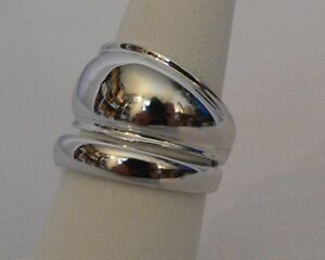 Park Lane Retired Hostess Wide Silver Double Domed Ring  Size 5.75