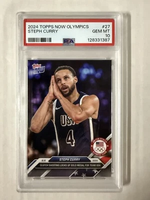 2024 Topps Now Olympics Stephen Curry #27 Night Night Gold Medal PSA 10 USA - Image 1 of 3