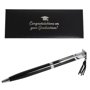 Graduation Pen with Hat Top Black and Silver Stunning Boxed Gift - Picture 1 of 2