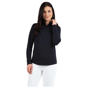 IBKUL Women's Solid Long Sleeve Quarter Zip Mock Neck Shirt - Colors & Sizes - Picture 1 of 17