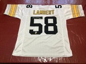 Jersey Jack Lambert AUTÓGRAFO Pittsburgh Steelers Negro con *Holo de Jugador* FIRMADO - Imagen 1 de 6