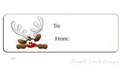 Peeking Reindeer Gift Tags Self Stick Gift Tag Labels Holiday TO/FROM Stickers - Image 1 of 2