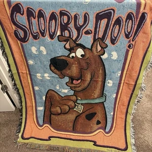 Vintage 90s Scooby Doo Made In USA Tapestrty Blanket Warner Bros. Colorful - Picture 1 of 14