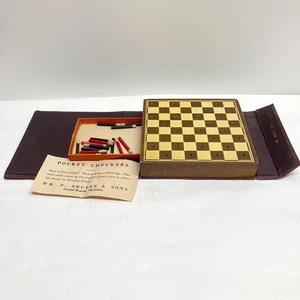 VTG Drueke Book Shelf Game Wooden Peg Travel Checkers Complete w Instruc Vol 101 - Picture 1 of 11