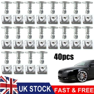 40x Under Engine Cover Undertray Fitting Clip Kit Metal Screw For VW Audi Skoda - Picture 1 of 6