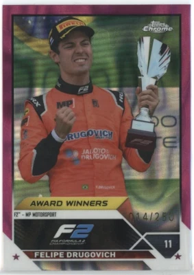 2023 Topps Chrome F1 Award Winners Fuschia Lava /250 #192 Felipe Drugovich - Image 1 of 2