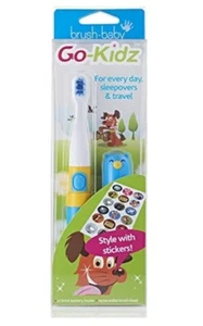 Cepillo de dientes eléctrico Baby Go-Kidz azul con cubierta de cabezal de cepillo y pegatinas - Imagen 1 de 4