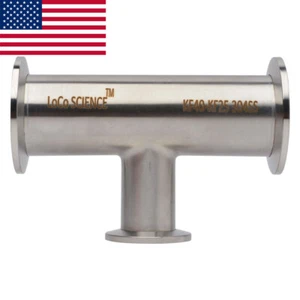 REDUCING TEE KF-40 to KF-25 / NW-40 to NW-25 Vacuum Fitting SS304 LoCo SCIENCE - Picture 1 of 5