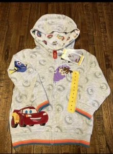 Disney Pixar Kids Zip Up Hooded Sweatshirt Hoodie Size 6 New Cars Monsters Inc - Picture 1 of 4