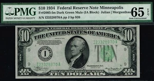 TOUGH MINNEAPOLIS  MULE. $10 1934 Minneapolis FRN. Fr. 2056-Im. PMG 65 EPQ - Picture 1 of 3