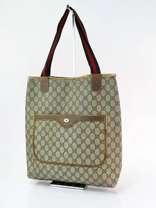 Auth Vintage GUCCI Brown GG PVC Canvas Sherry Line Vertical Tote Bag Purse#57809 - Picture 1 of 19